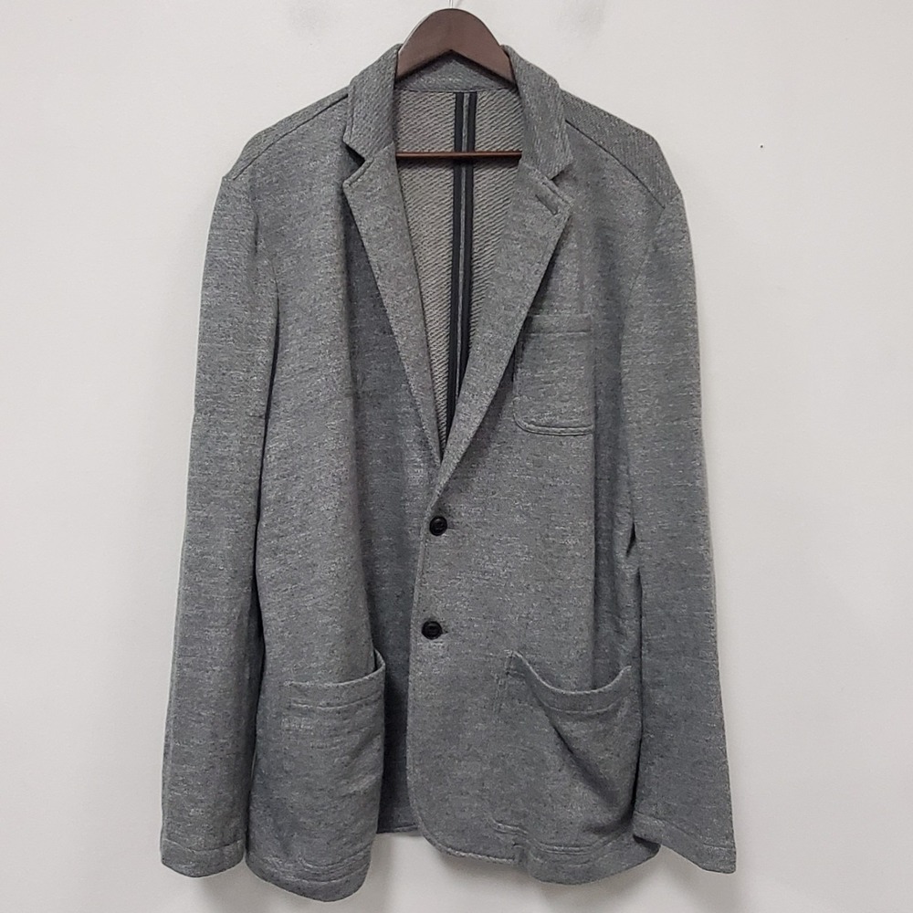Faherty Mens Inlet Knit Blazer Jacket Size XXL Gray Two Button Pockets Collared